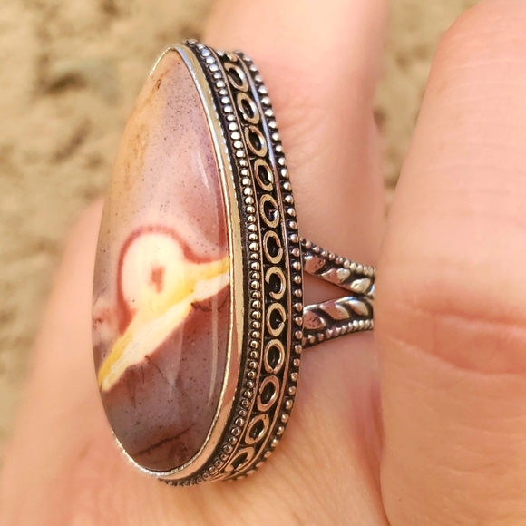 New Oversized Mookaite Jasper 925 Silver Statement Ring. - Picture 13 of 16